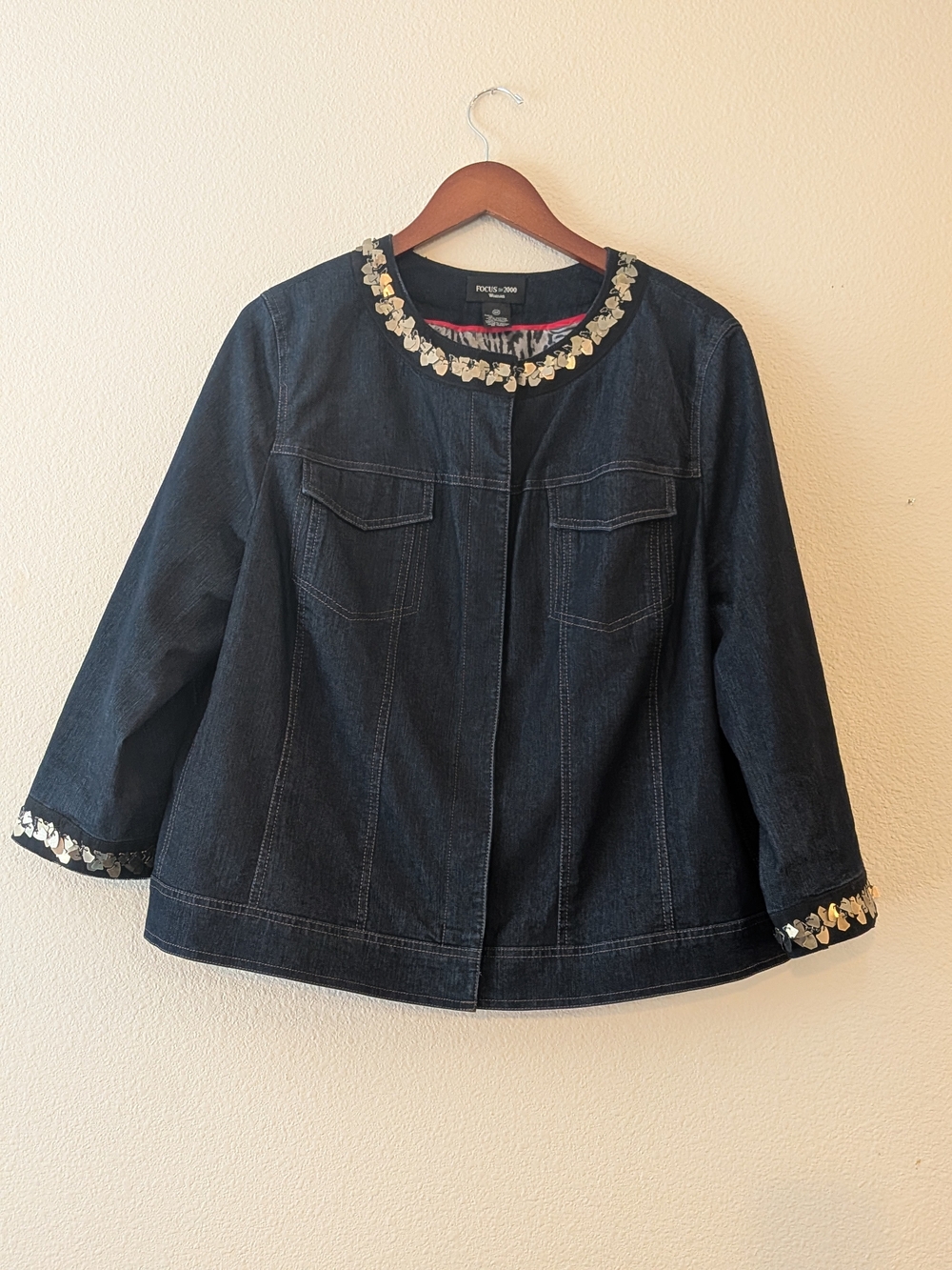 Focus 2000 Navy Denim Jacket with Metallic Trim